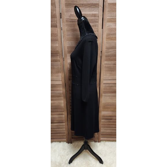 Louie Lucie XL Midi Fit and Flare Office Retro 3/4 Sleeve Polkadot Collar Dress - Picture 5 of 7